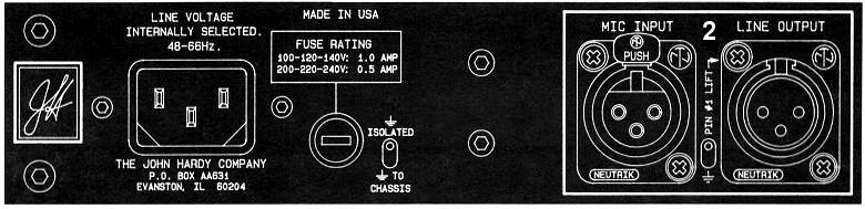 Jensen Twin Servo 990 Mic Preamp 2 Channel Back Panel